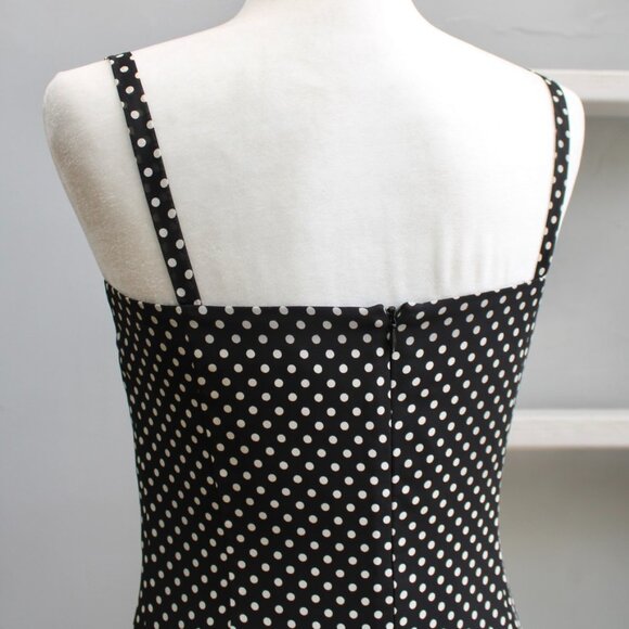 Alain Manoukian VTG 90s Black White Polka Dot Ruffle Sleeveless Dress Size Small - Picture 5 of 7